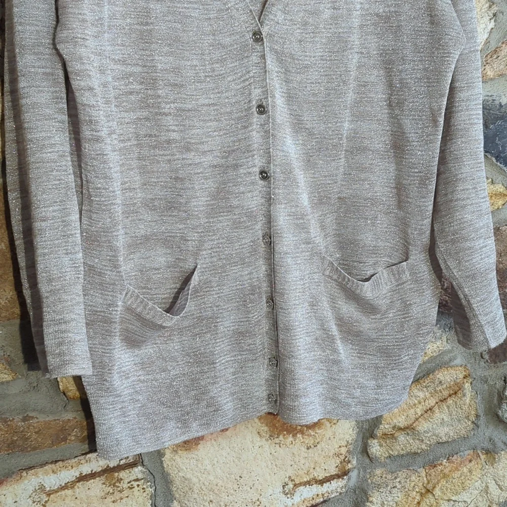 J.Crew silver tan metallic button down cardigan